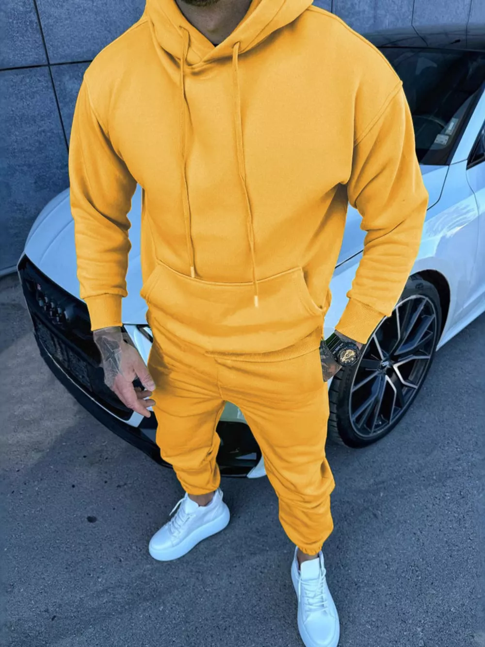 Men's Full Size Kangaroo Pocket Hoodie and Pants Set Plus Size, image 2