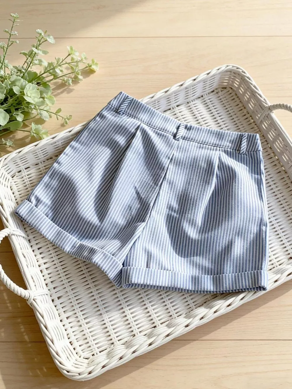 Striped Rolled Hem Shorts, image 5