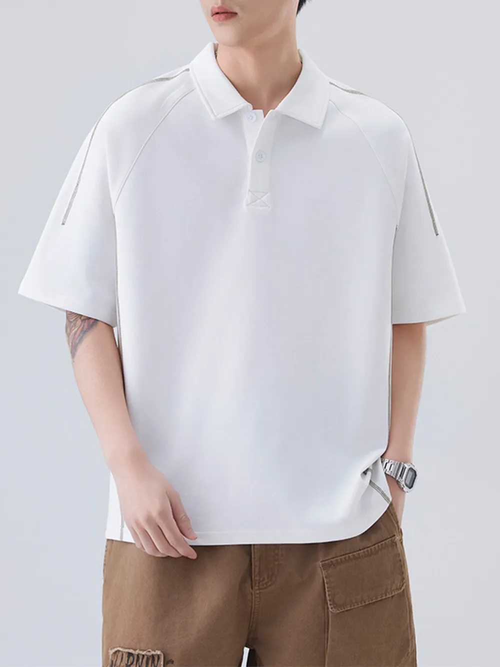 Men's Plus Size Button Detail Short Sleeve Polo, image 6