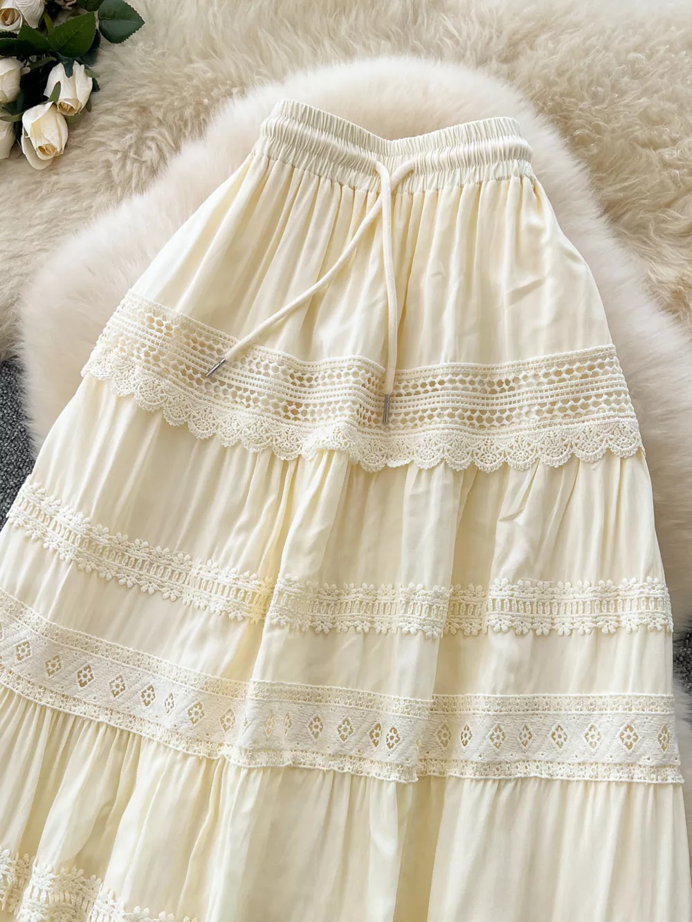 Drawstring Lace Tiered Skirt, image 9
