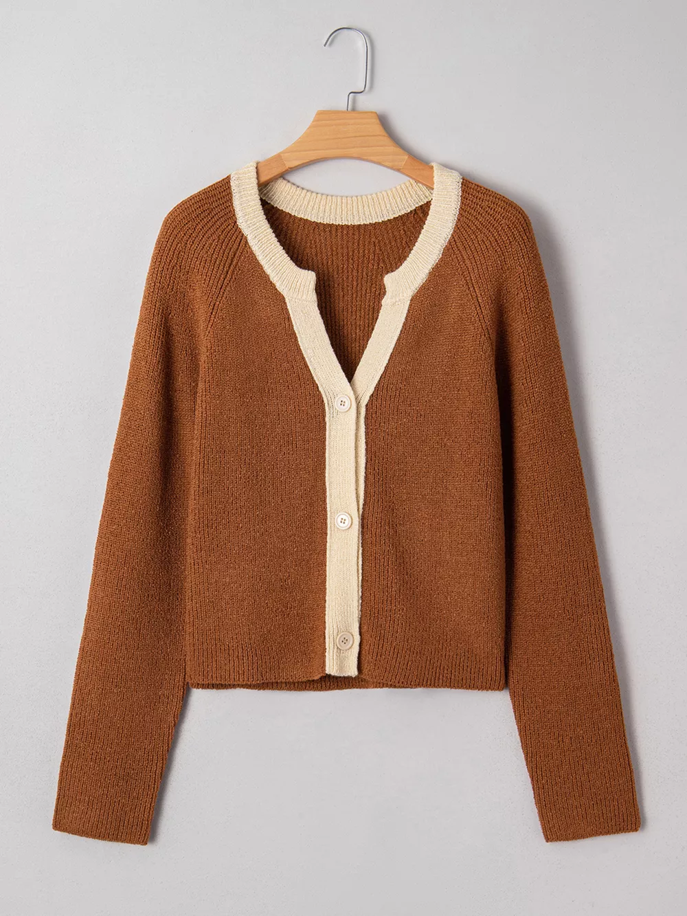 Contrast Knit V Neckline Cardigan, image 7