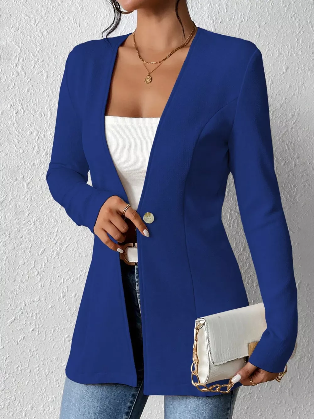 Single-Button Long Sleeve Blazer, image 16