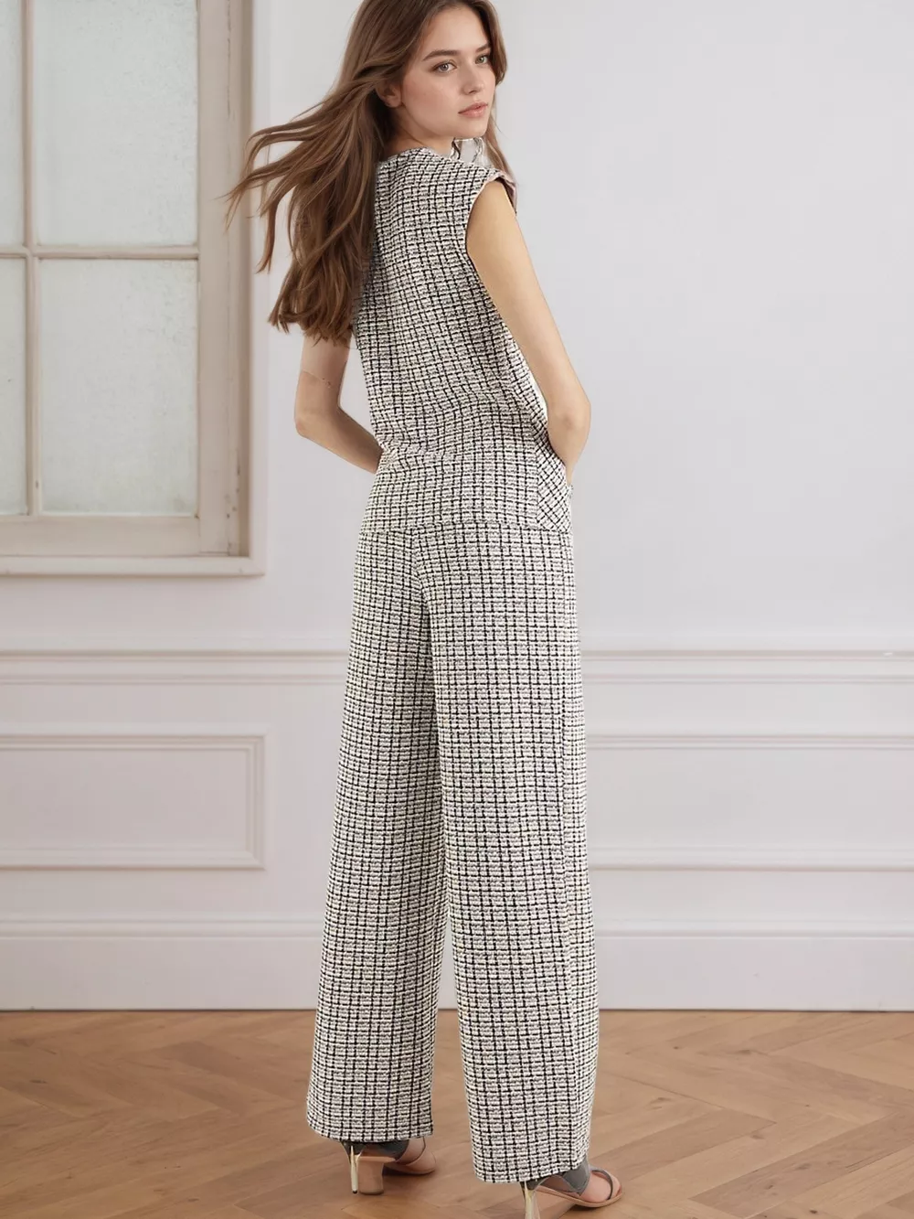 Tied Round Neck Top and Pants Set, image 5