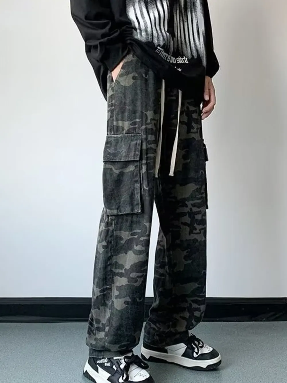 Men's Full Size Camouflage Wide Leg Cargo Jeans Plus Size, image 2