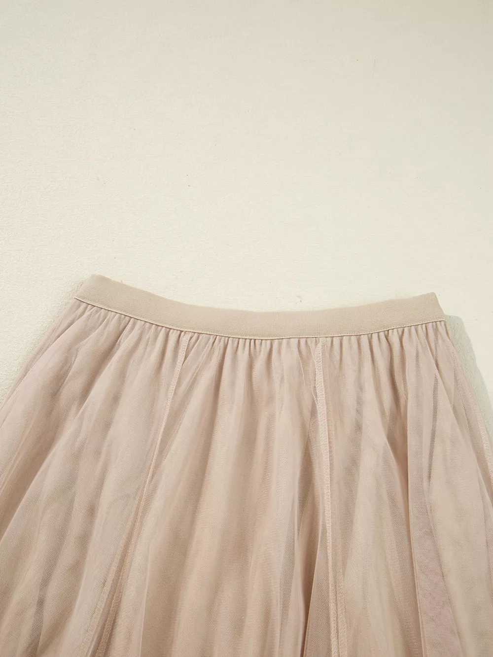 Tulle Mesh Overlay Flared Midi Skirt, image 8