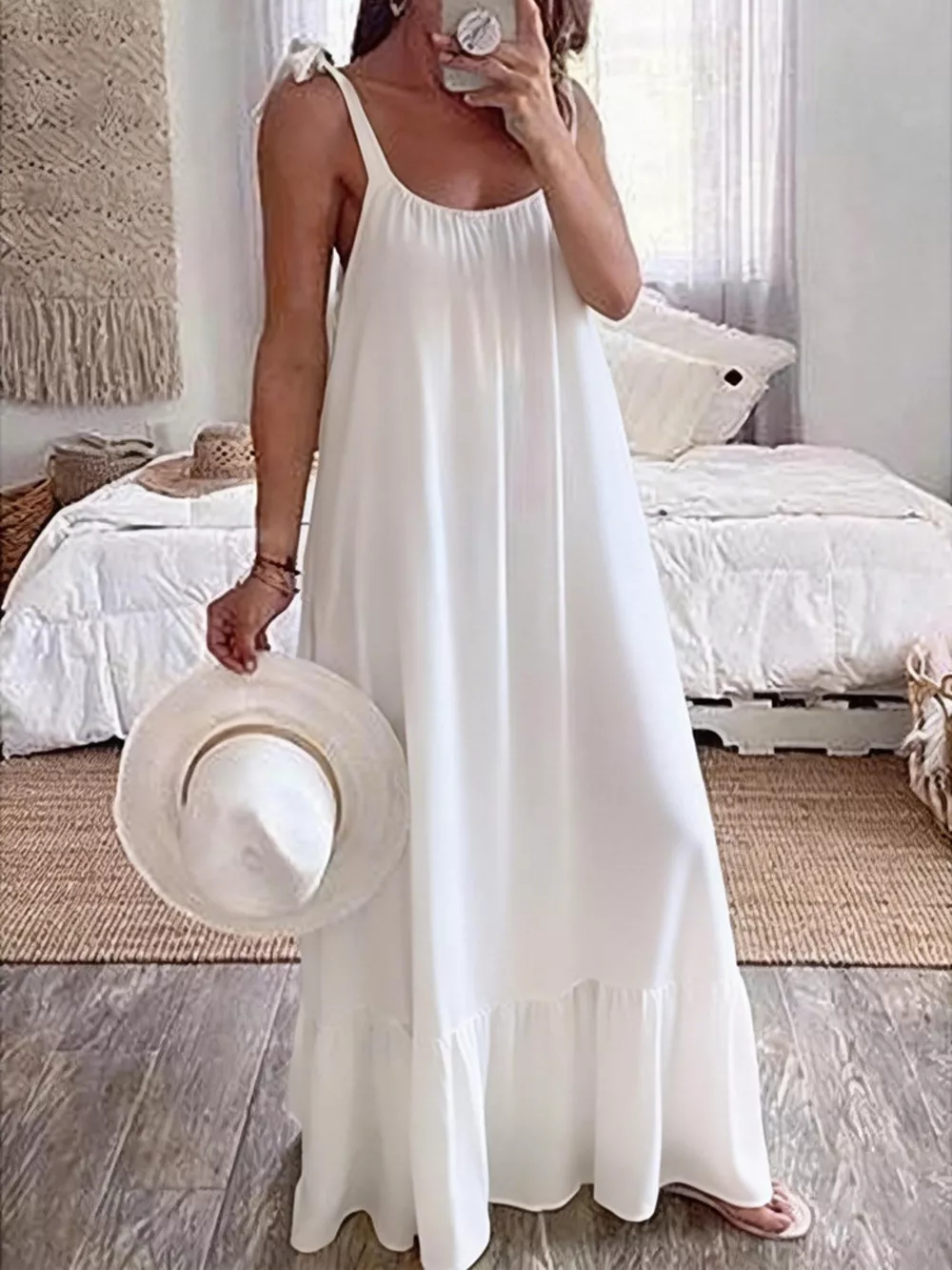 Sleeveless Tie Strap Flowy Maxi Dress, image 2