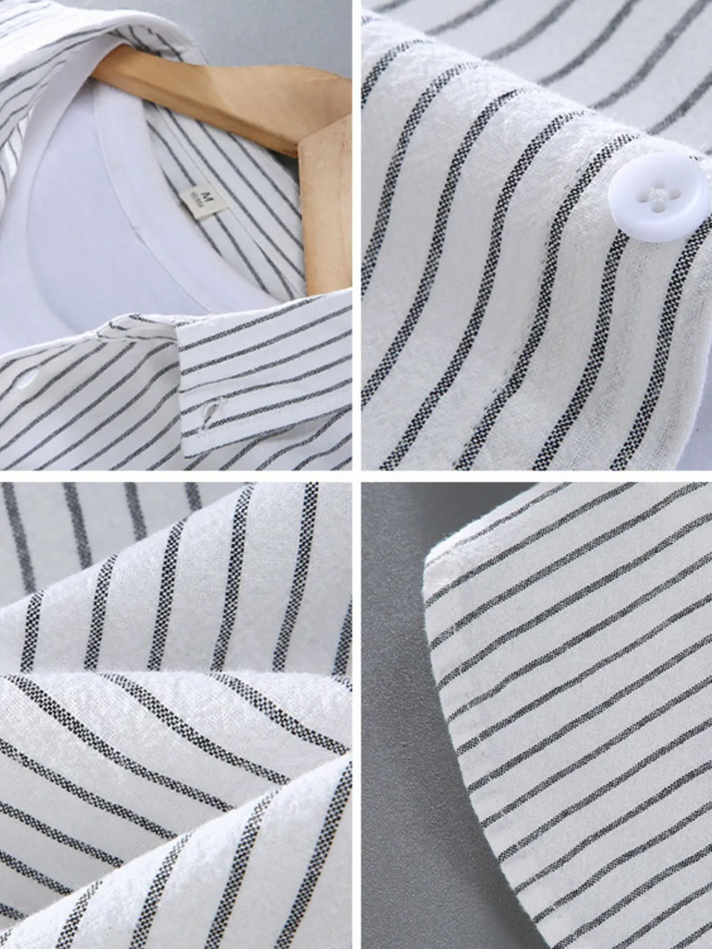 Men's Plus Size Striped Button Up Long Sleeve Shirt, image 10