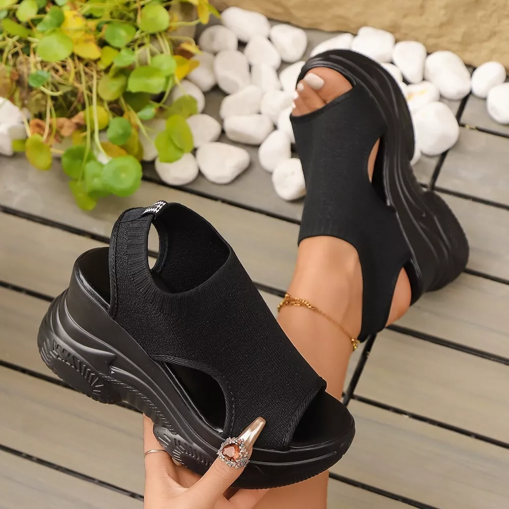 Knitted Upper Platform Sandals, image 6