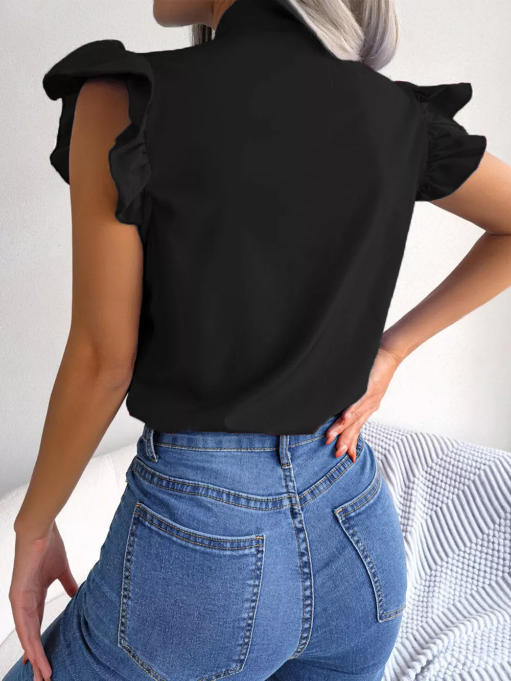 Bow Tie Ruffle Sleeve Blouse, image 17