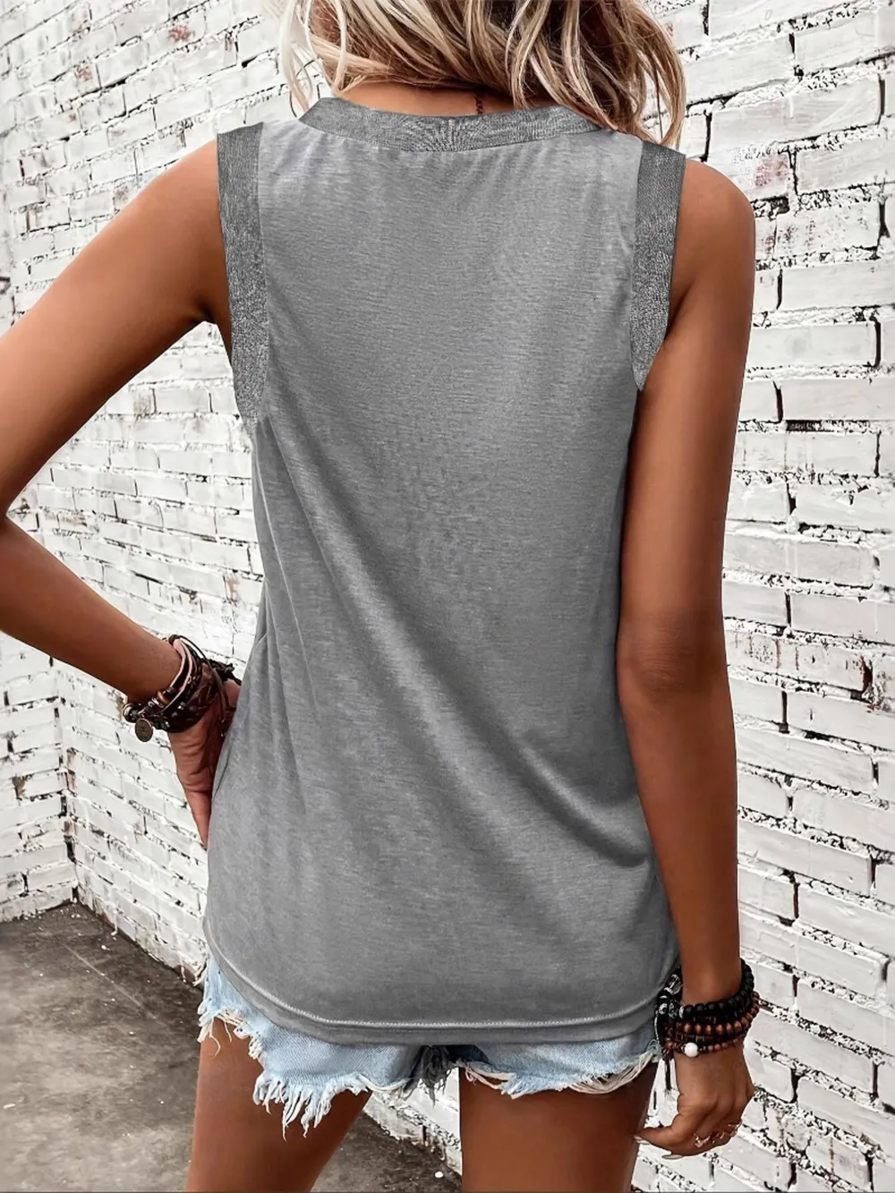 Breathable V-Neck Ribbed-Band Tank Top, image 12