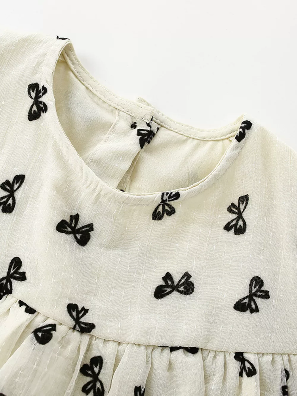 Children's Bow Print Flutter Sleeve Dress, image 3