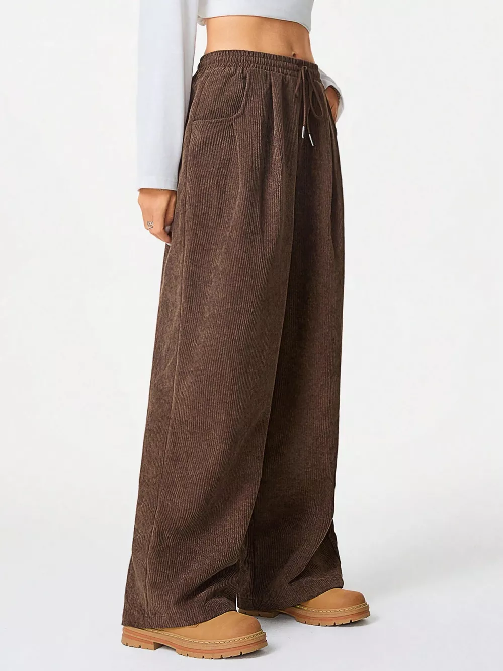 Relaxed Fit Corduroy Pants with Drawstring, image 9