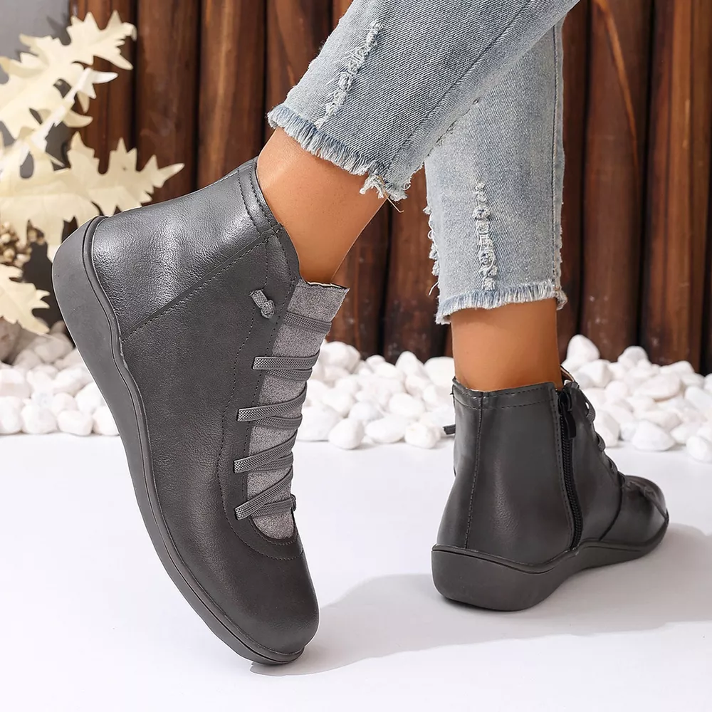 Lace-Up Faux Leather Ankle Boots, image 29