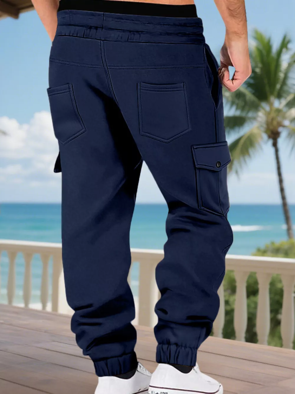 Men's Full Size Cargo Joggers with Multi-Pockets Plus Size, image 2