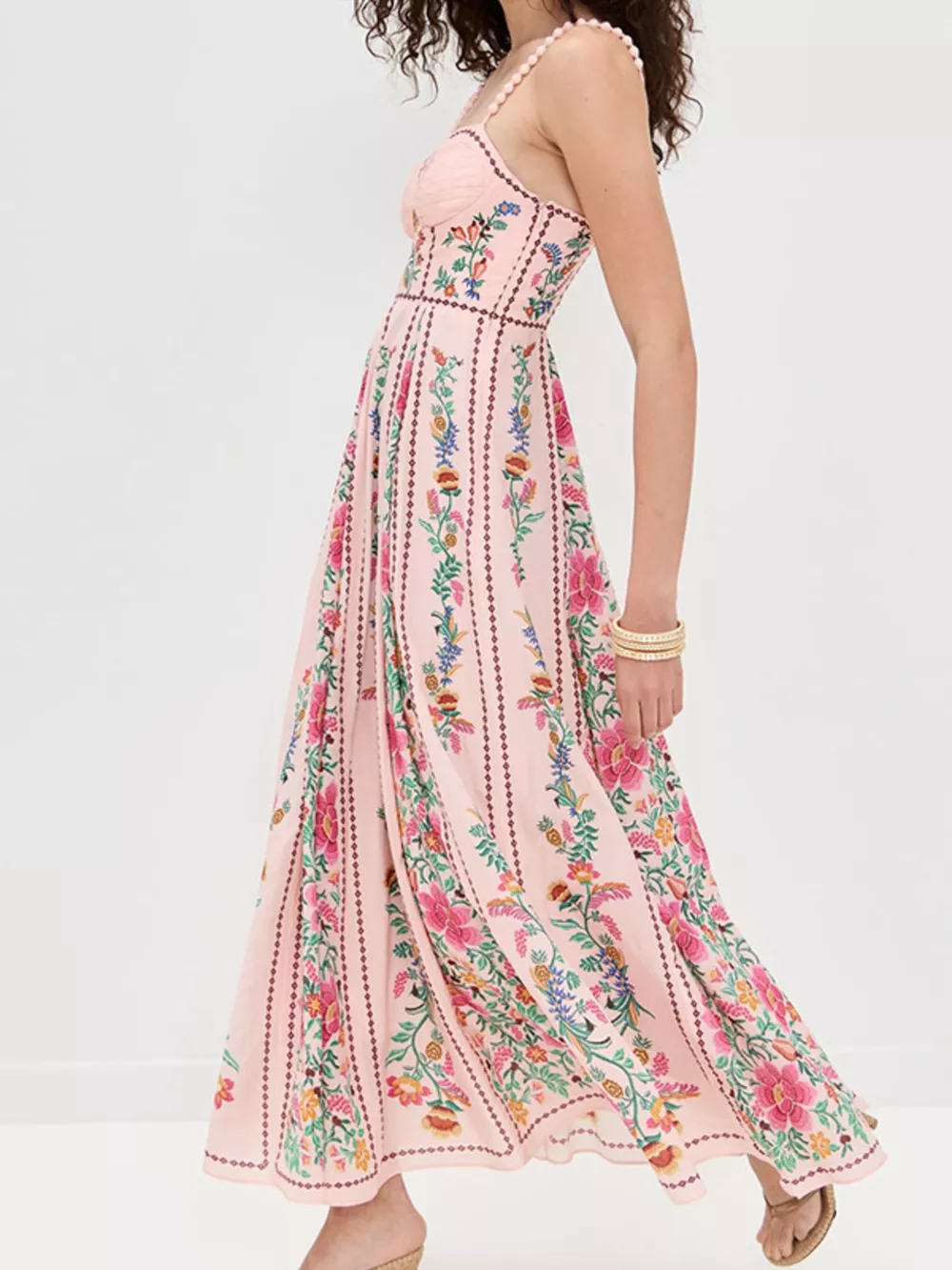 Floral Print Sweetheart Neck Dress, image 4