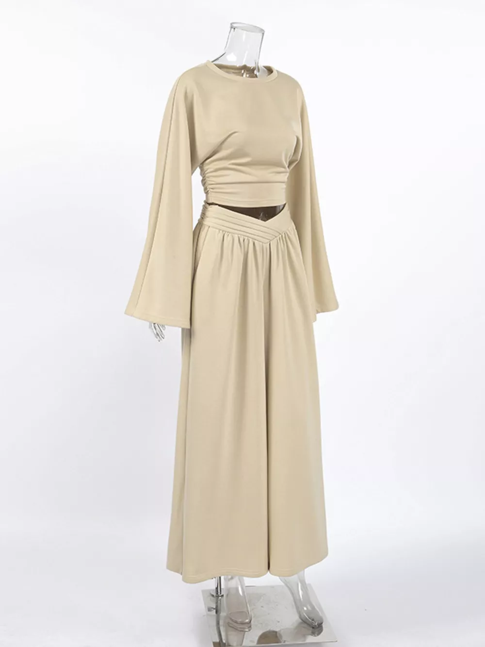 Round Neck Top and Wide Leg Pants Set, image 8