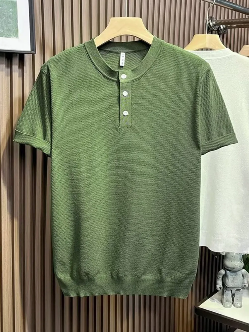 Men's Full Size Classic Short Sleeve Knit T-Shirt with Button Detail Plus Size, image 5