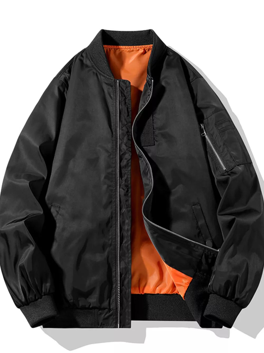 Men's Plus Size Zip Up Lightweight Bomber Jacket, image 8