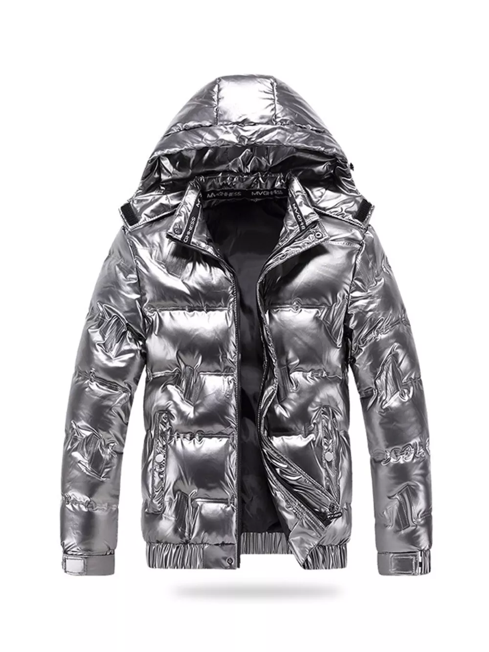 Men's Plus Size Zip Up Puffer Jacket with Hood, image 5