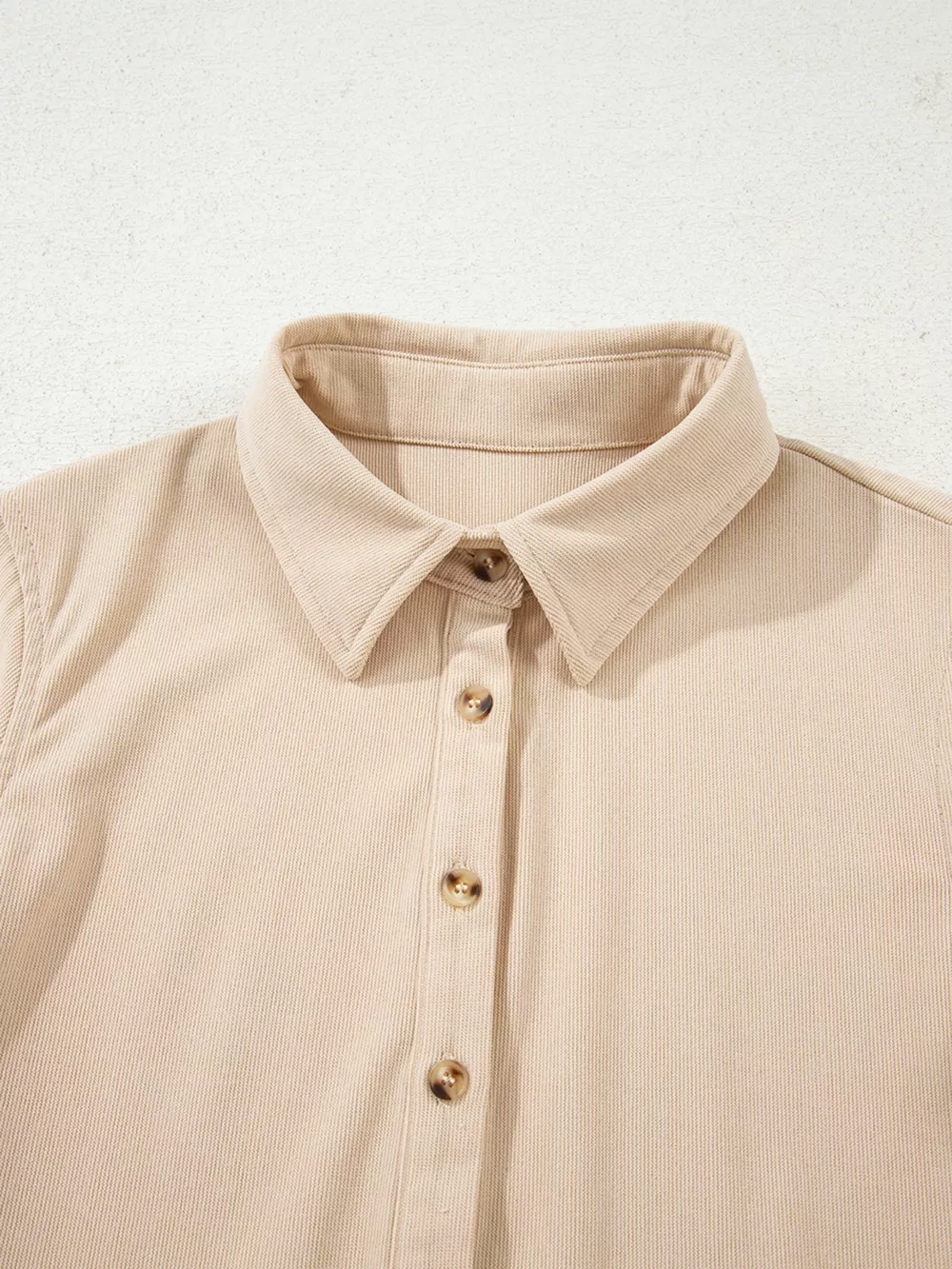 Corduroy Half Button Collared Long Sleeve Mini Dress, image 10