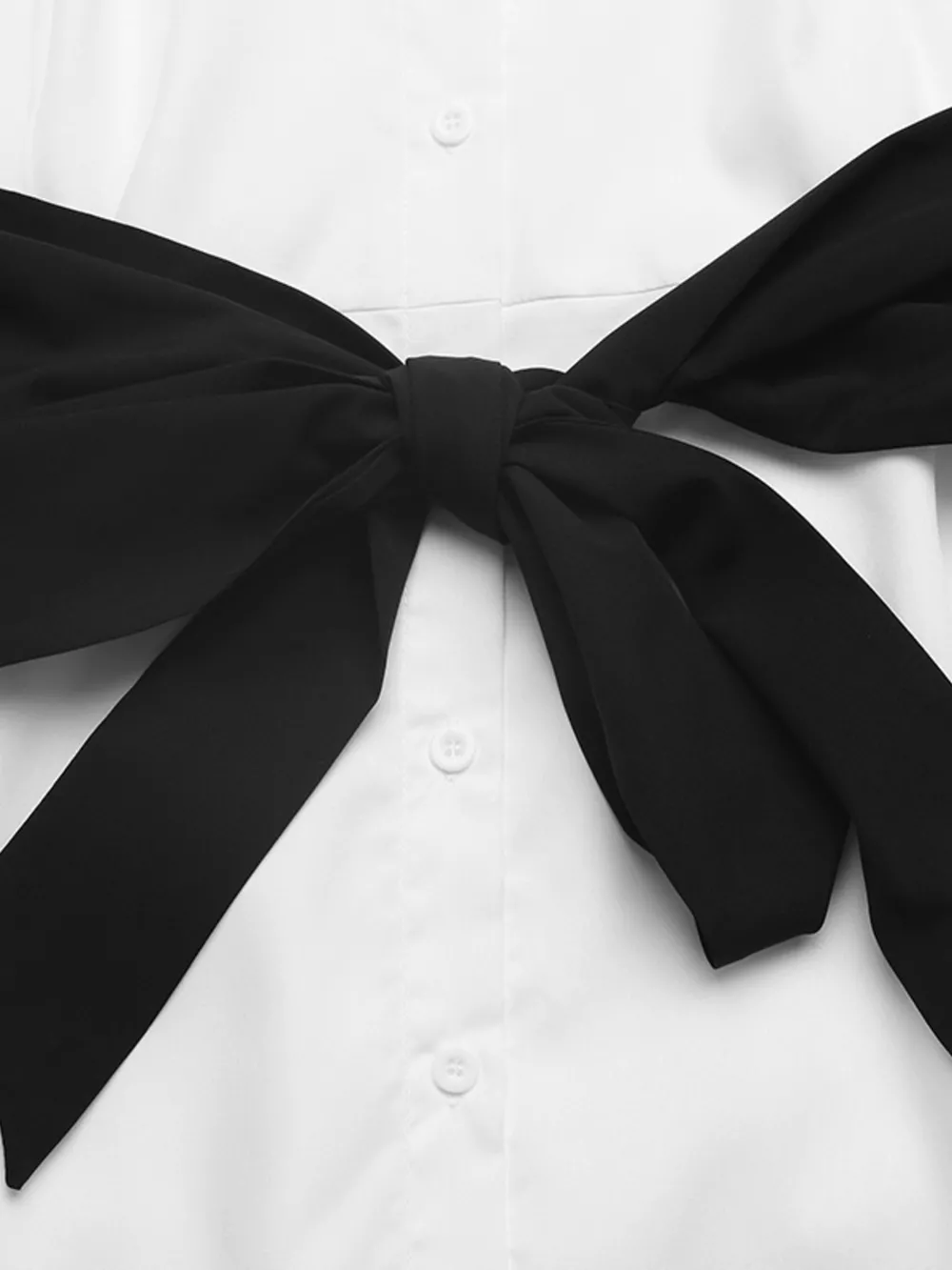 Contrast Bow Sleeveless Shirt Dress, image 8