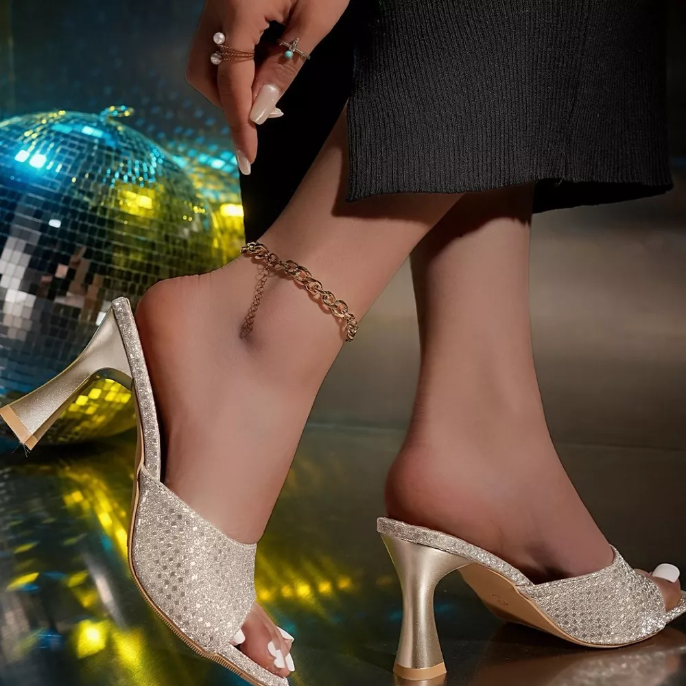 Open Toe Flare Heel Sandals, image 6