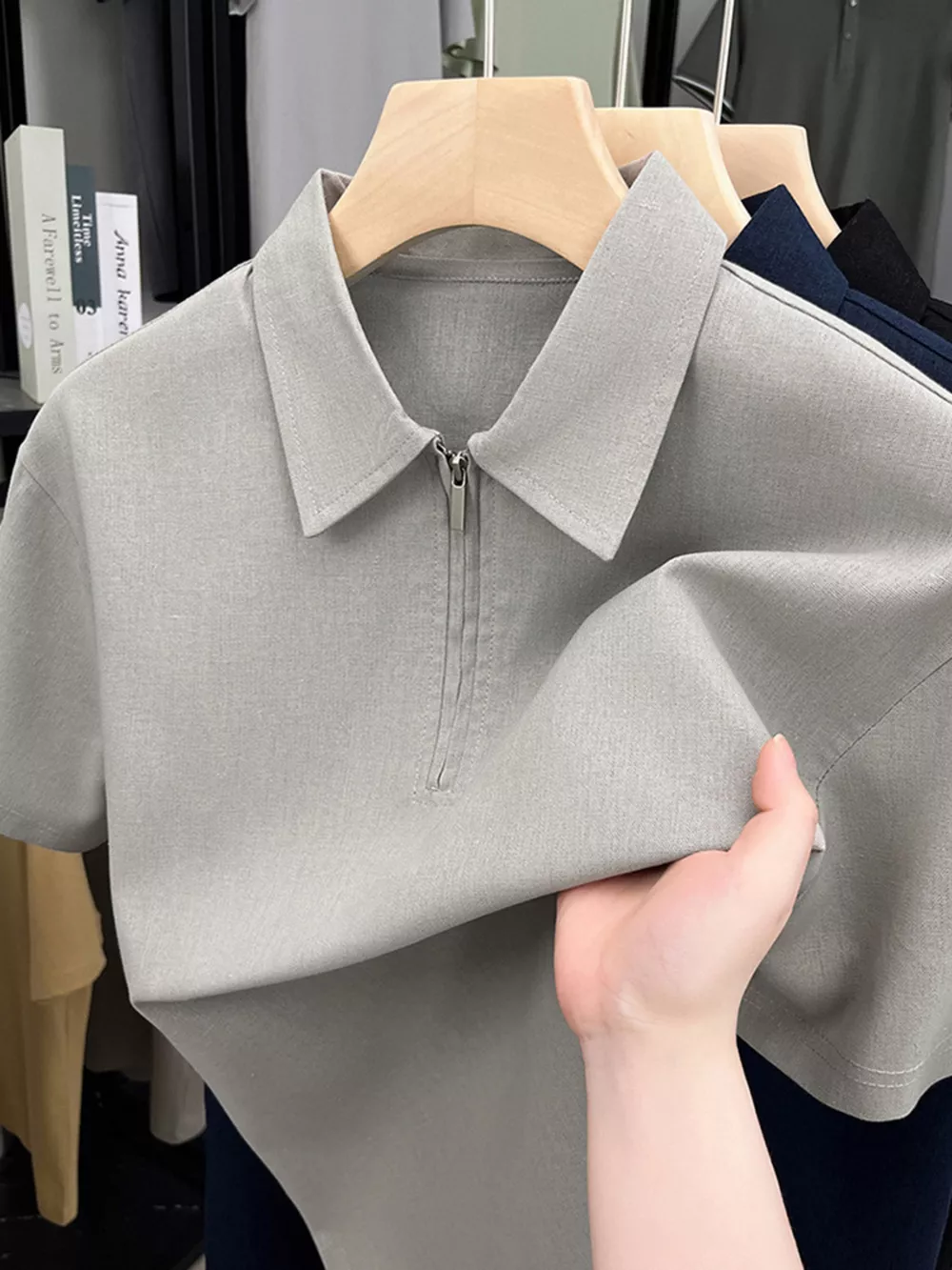 Men's Plus Size Button Detail Short Sleeve Polo, image 8