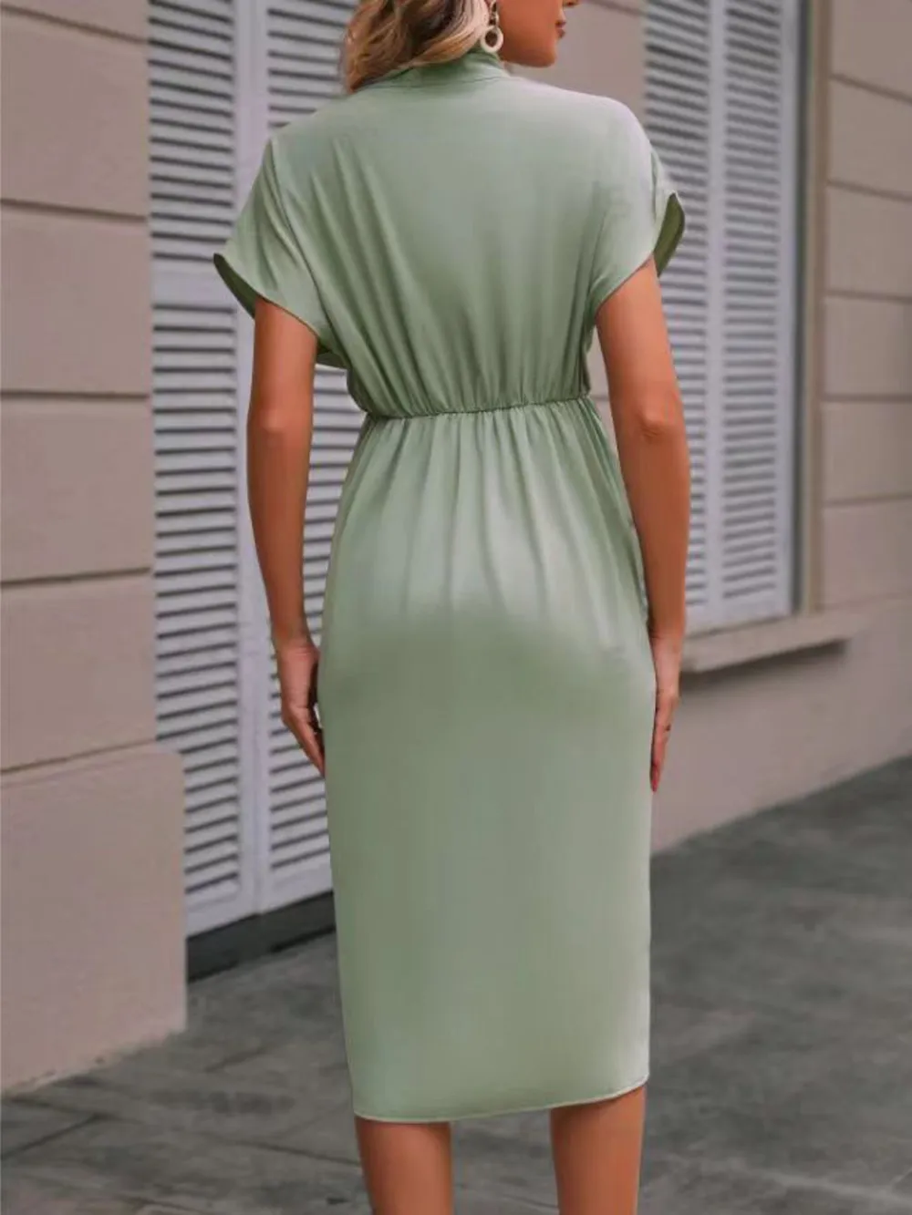 Ruched Surplice Short Sleeve Dress, image 12