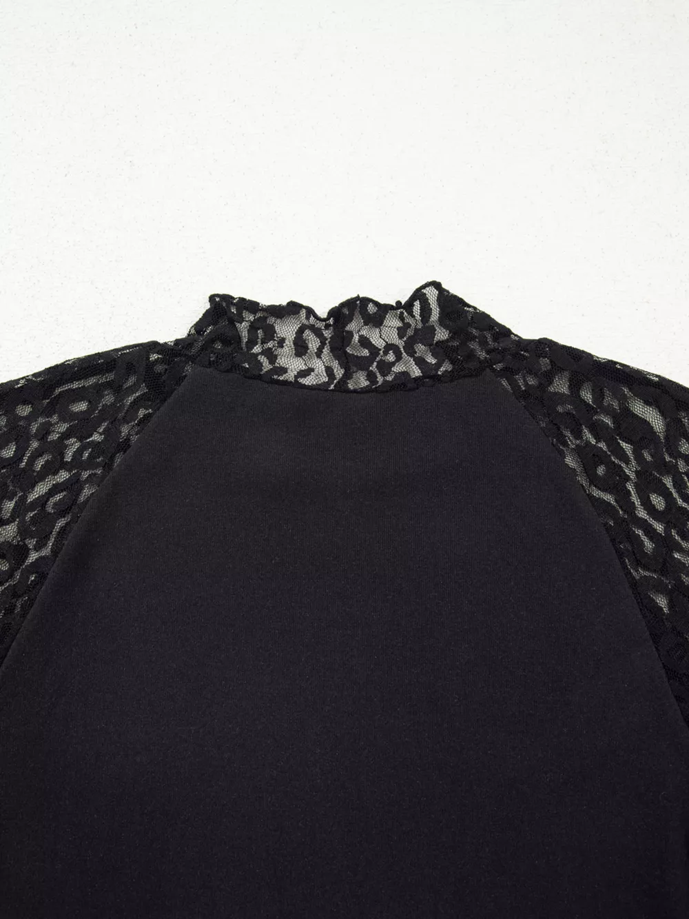 Leopard Mesh Patchwork Knit Long Sleeve Top, image 7