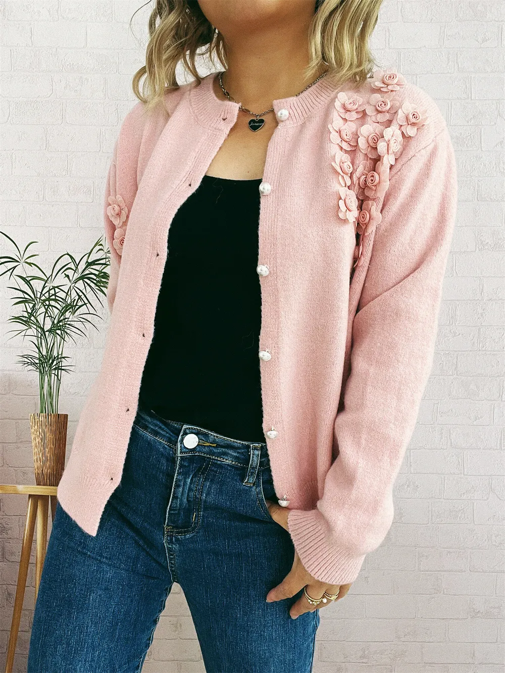 Flower Button Up Long Sleeve Cardigan, image 16