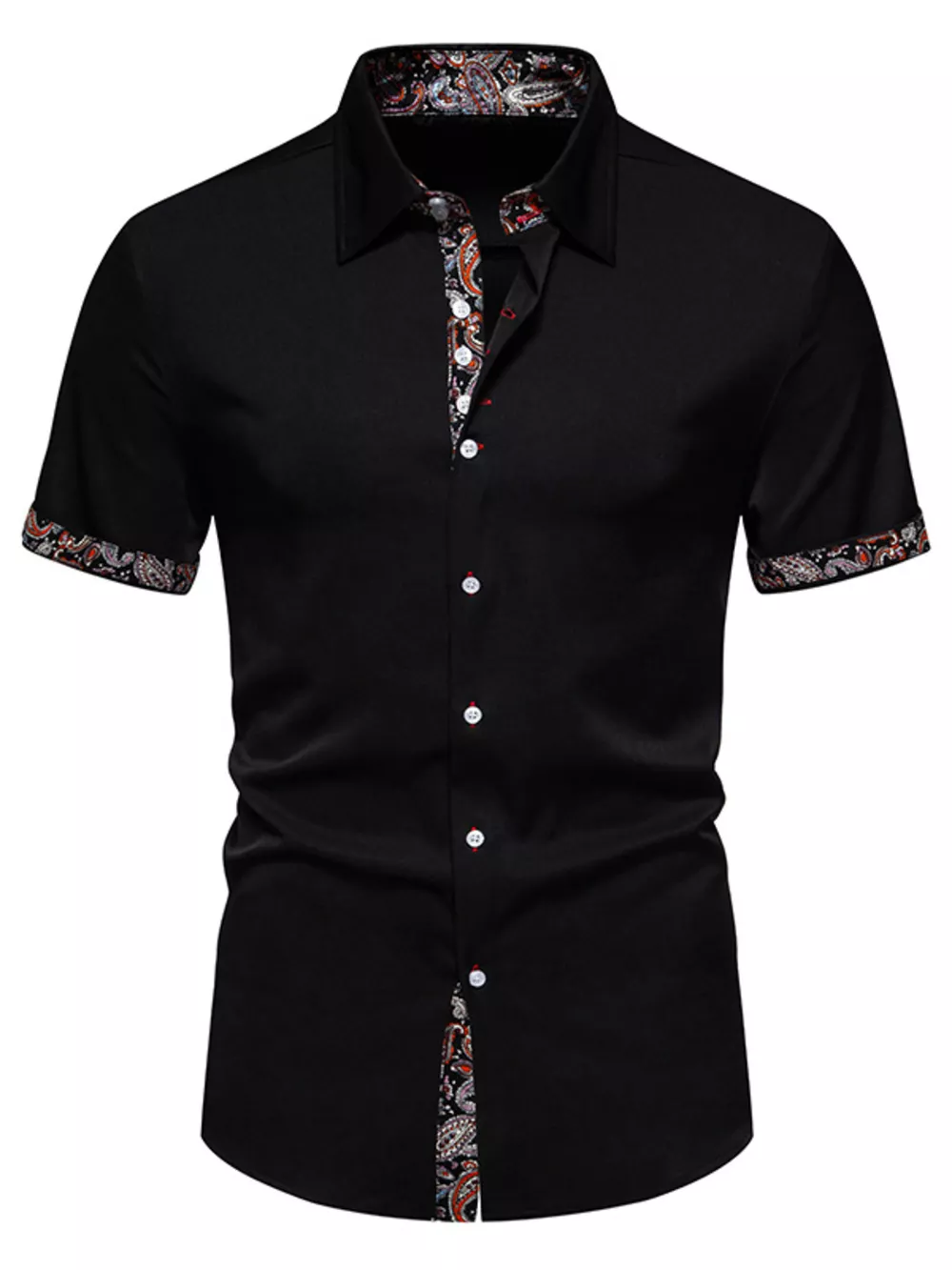 Men's Paisley Trim Short Sleeve Shirt