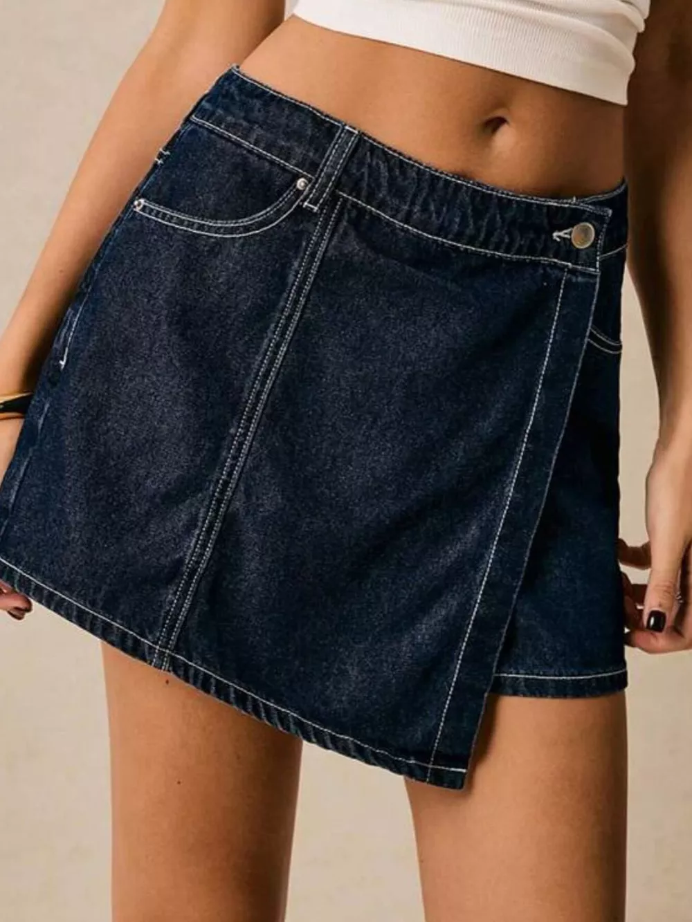 Button Up Short Sleeve Top and Skort Denim Set, image 14