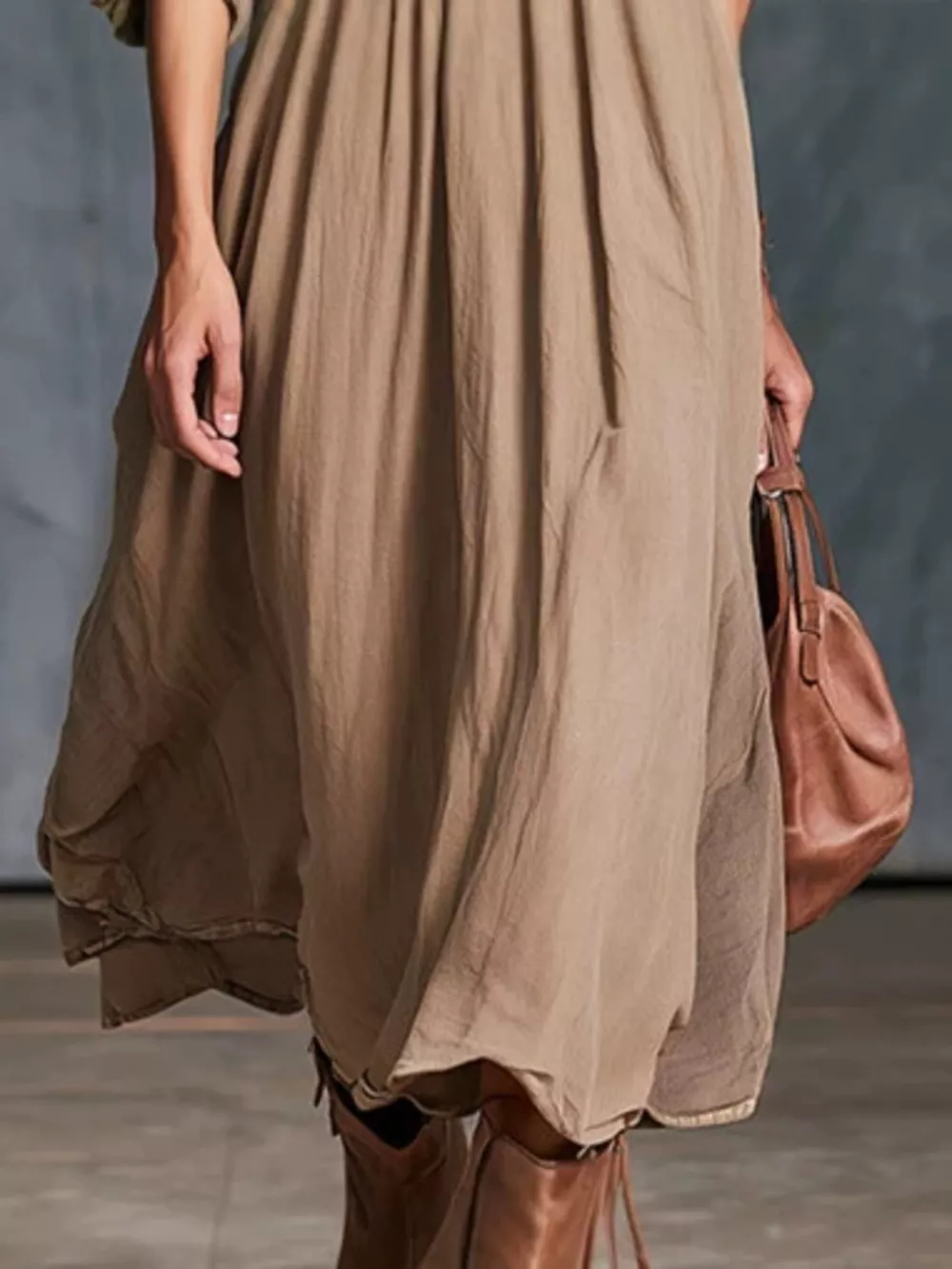 Sleeveless Denim Patchwork Midi Dress, image 3