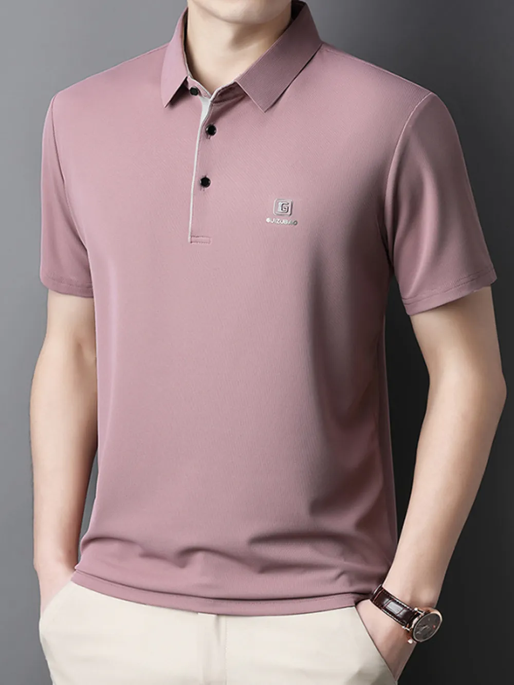 Men's Full Size Button Detail Short Sleeve Polo Plus Size, image 6