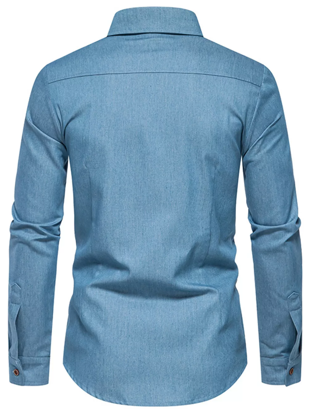 Men's Casual Long Sleeve Denim Shirt with Pockets, image 4