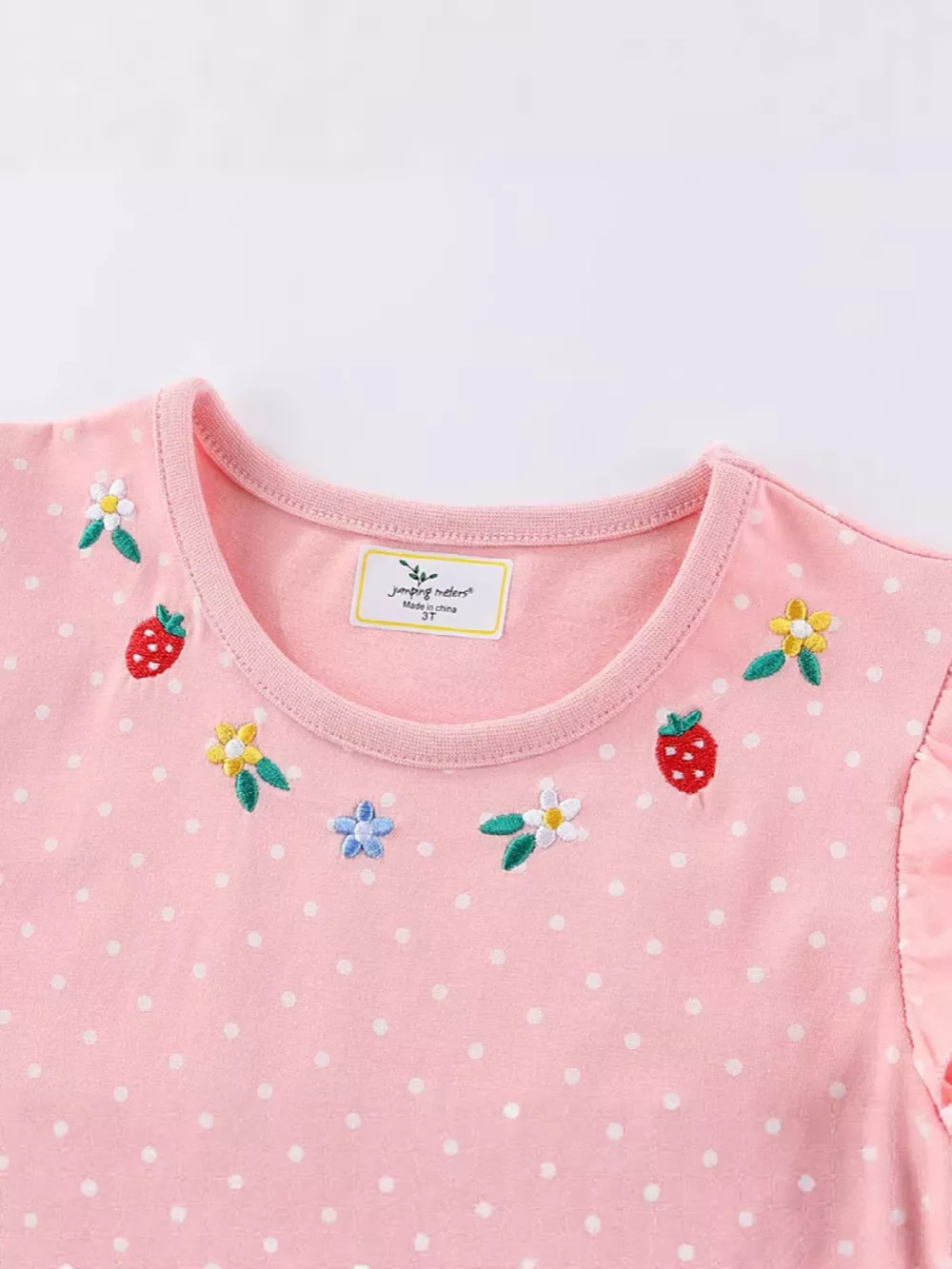 Children's Bunny Embroidered Polka Dot Dress, image 4