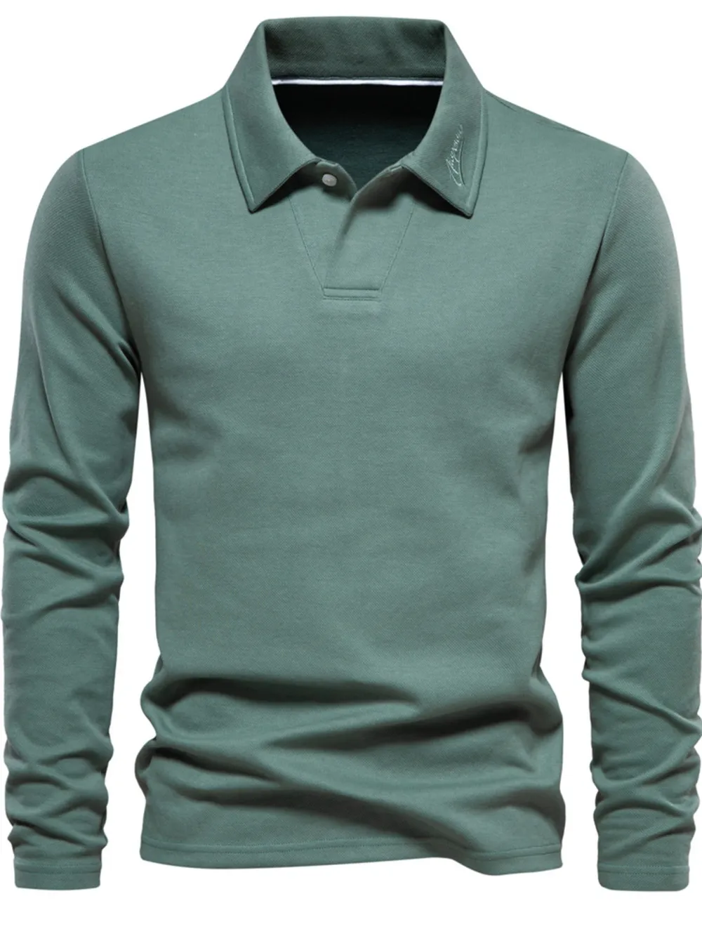 Men's Button Detail Long Sleeve Polo, image 7