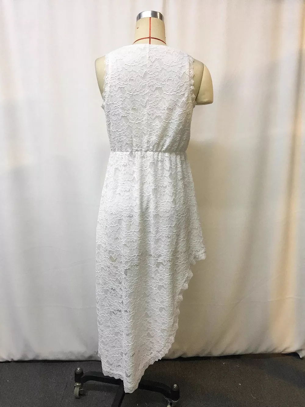 Full Size Asymmetrical Hem Sleeveless Lace Dress Plus Size, image 4