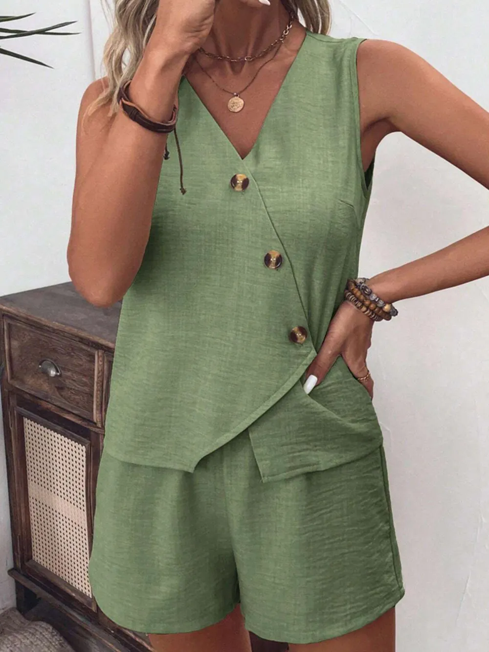 Button Up Vest and Shorts Set, image 12