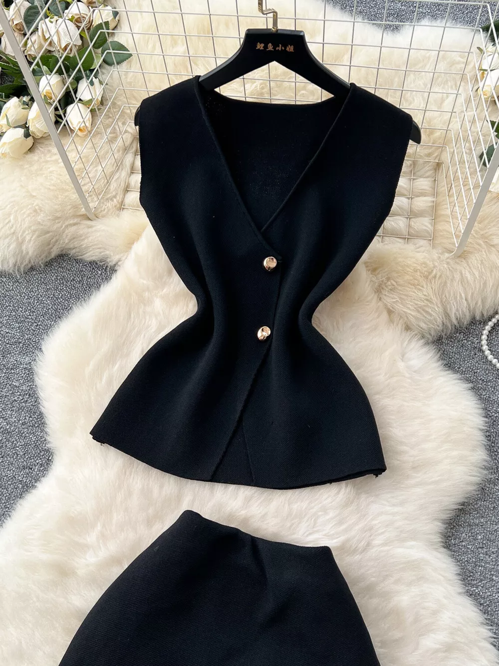 Button Up Sleeveless Top and Skirt Set, image 6