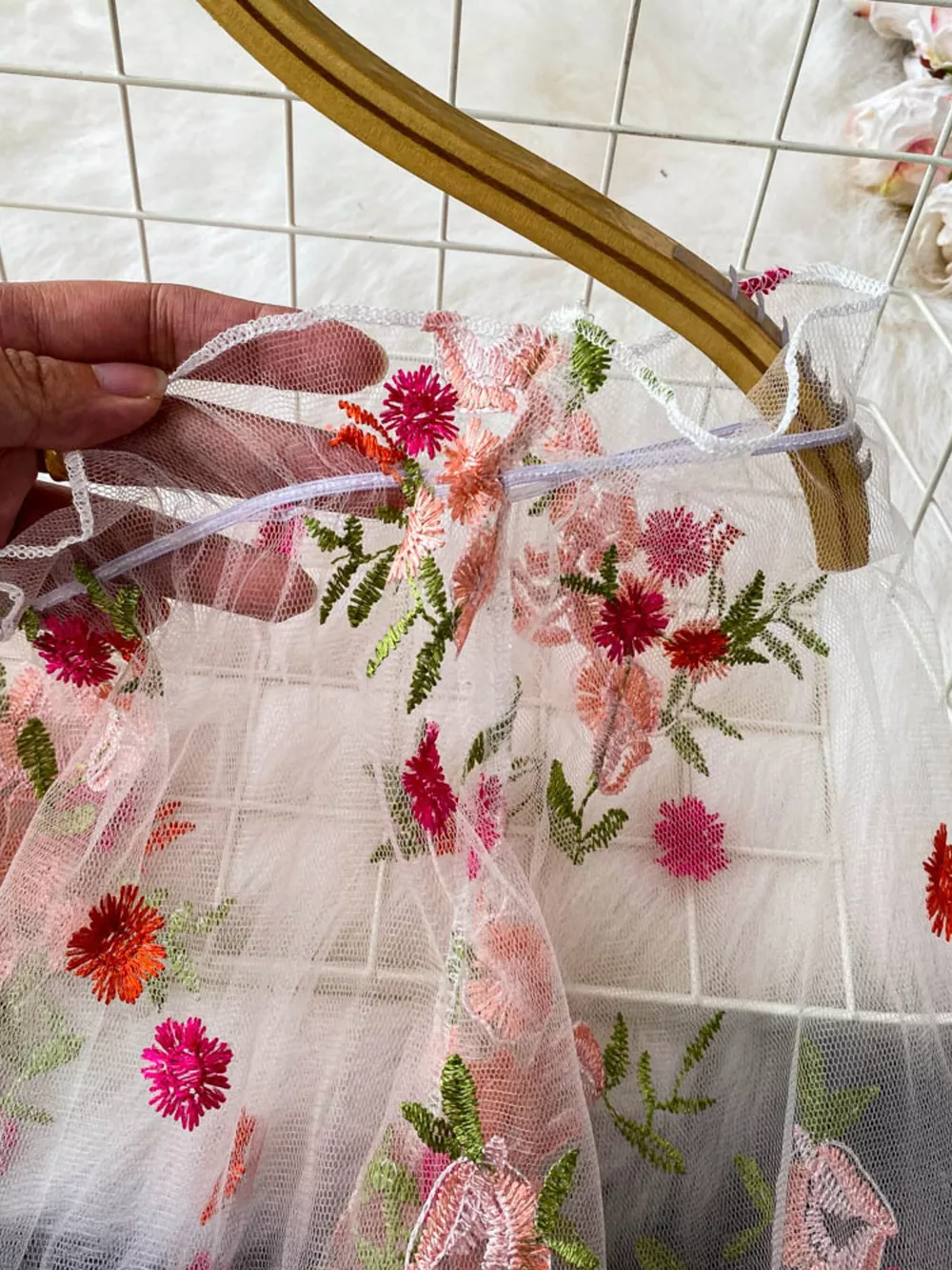 Floral Embroidered Mesh Off-Shoulder Top, image 8