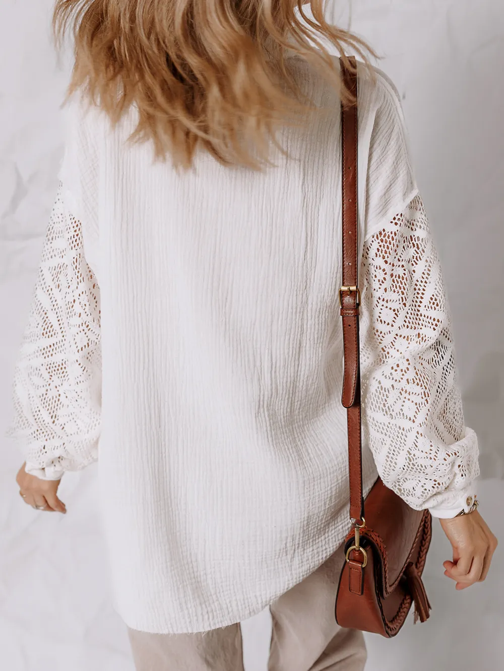 Lace Sleeve Button Down Shirt, image 13