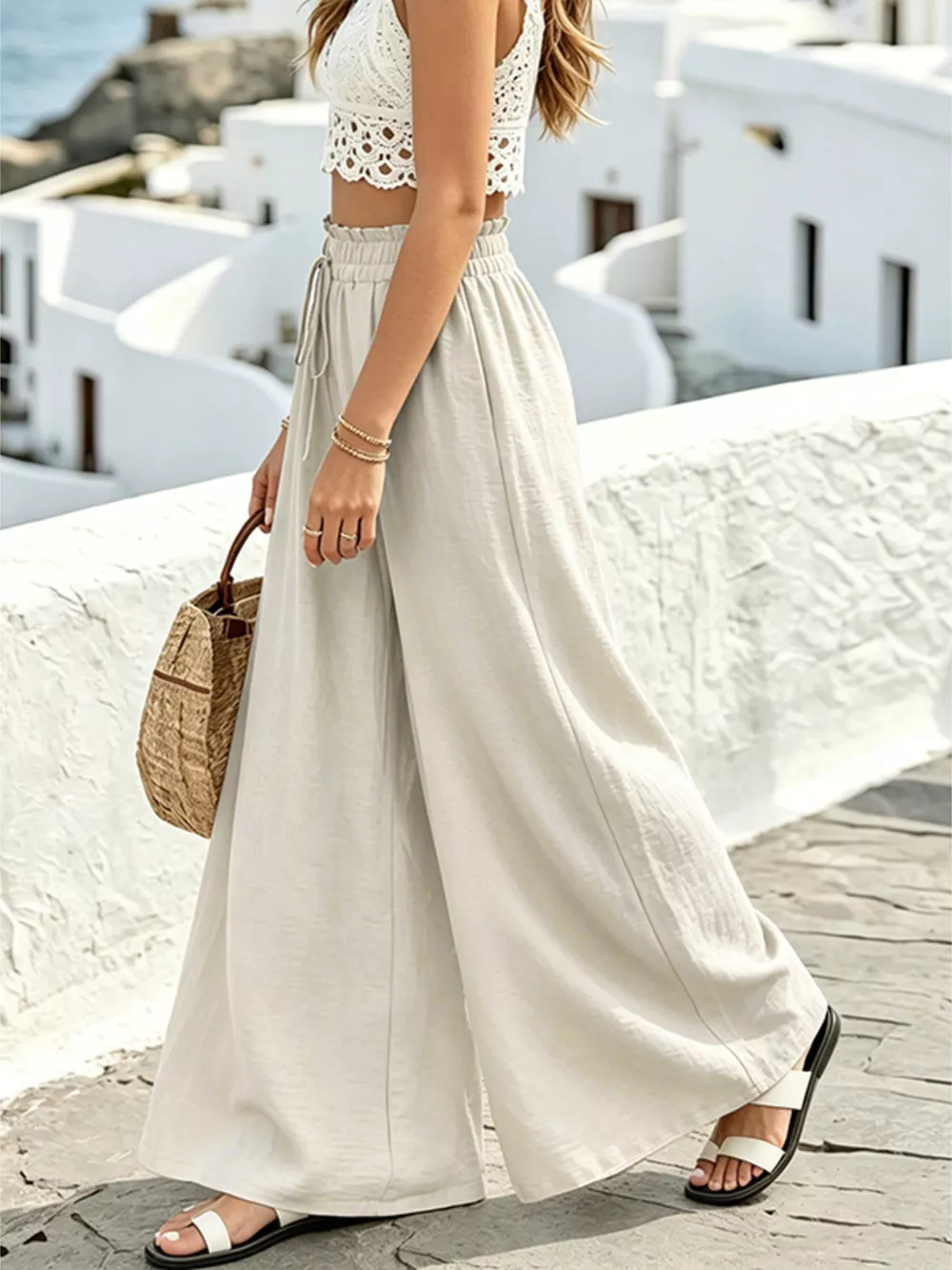 Wide Leg Drawstring Pants, image 7