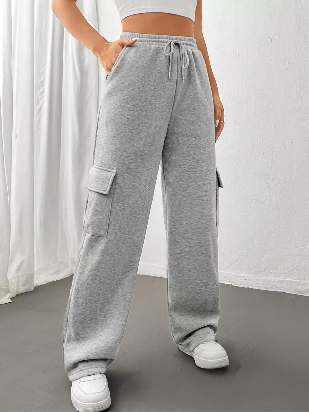 Relaxed Fit Pants with Drawstring Waist, image 6