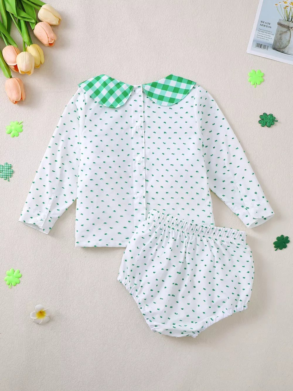 Children's Lucky Charm Gingham Top & Bottom Set, image 6