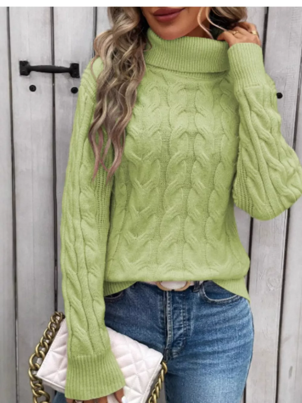 Cable-Knit Turtleneck Sweater, image 5