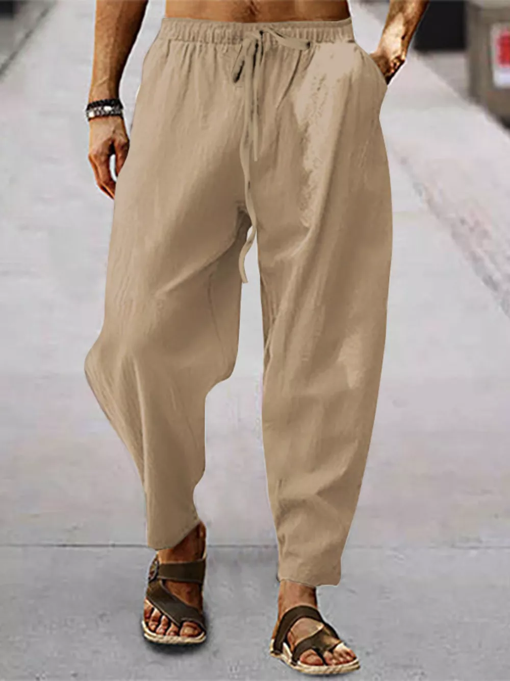 Men's Full Size Drawstring Wide Leg Pants Plus Size, image 6