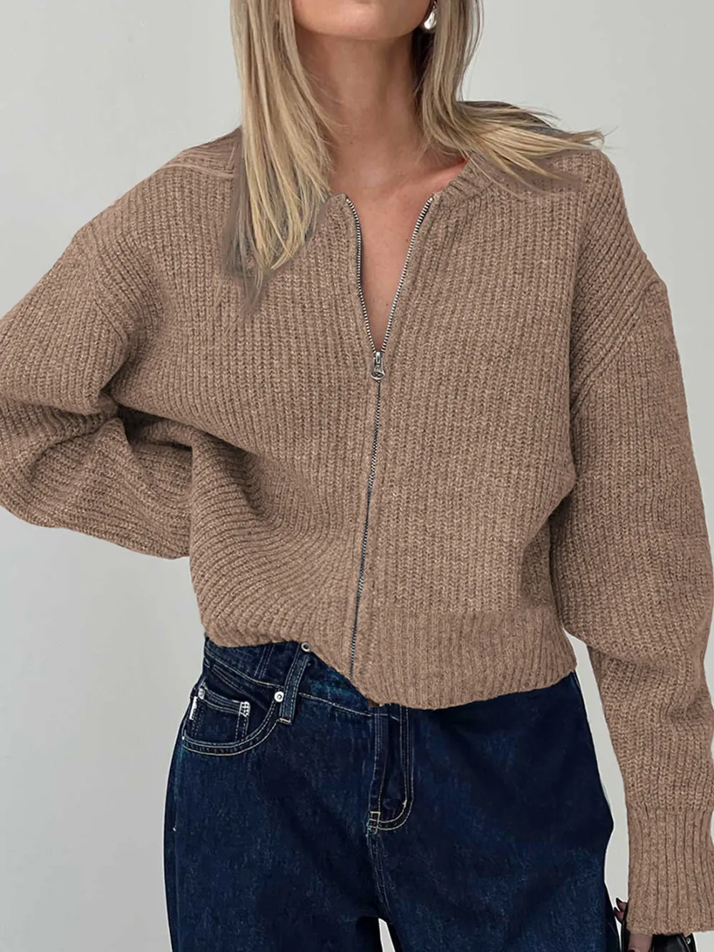 Zip Up Long Sleeve Cardigan, image 5
