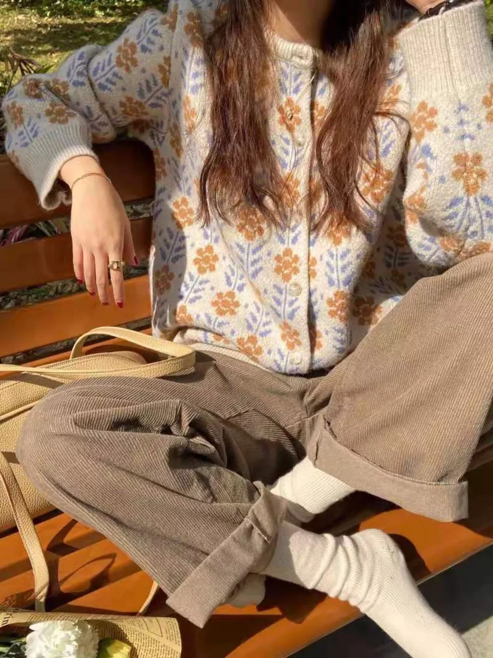 Floral Button Up Knit Cardigan, image 4