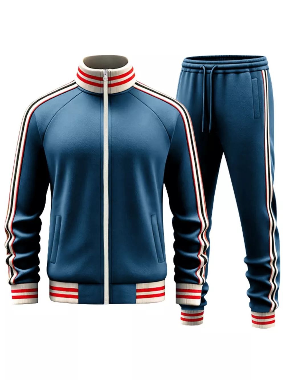 Men's Full Size Striped Zip Up Outerwear and Pants Plus Size, image 17